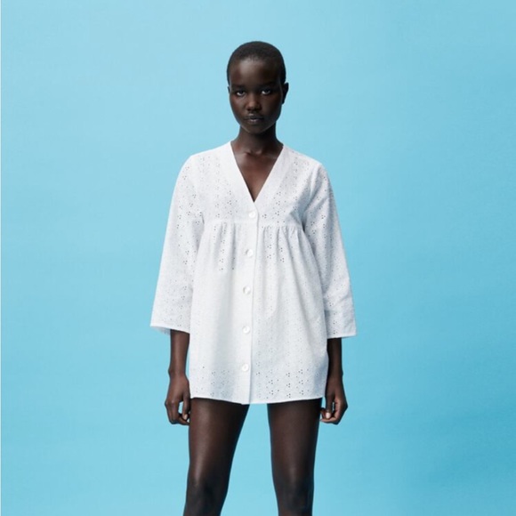 Zara eyelet oversized blouse - Picture 2 of 2